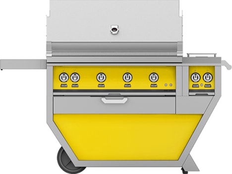 Hestan GABR42CX2NGYW 61 Inch Freestanding Grill with 4 Trellis Burners, Rotisserie - Yellow