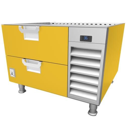 Hestan HRBSC36YW 36 Inch Refrigerated Base with Cold Rail, Self-Contained - Yellow
