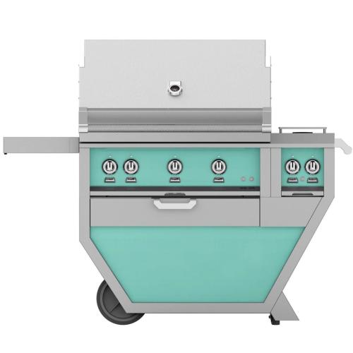 Hestan GABR36CX2LPTQ 55 Inch Freestanding Grill with Double Side Burners - Turquoise