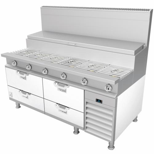 Hestan HRBSC72WH 72 Inch Refrigerated Base with Cold Rail, Self-Contained - White