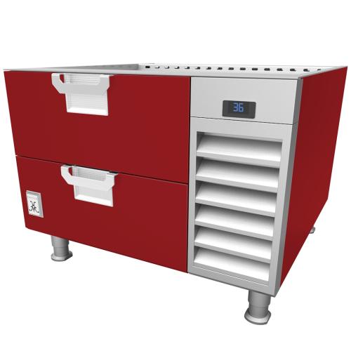 Hestan HRBSC48RD 48 Inch Refrigerated Base with Cold Rail, Self-Contained - Red
