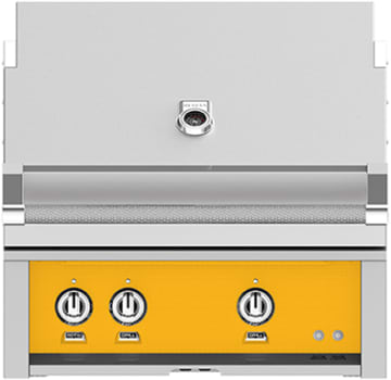 Hestan GSBR30NGYW 30 Inch Built-In Grill with with 525 sq. in. Grilling Area, 2 Sear Burners, 62,000 BTUs, Rotisserie - Yellow