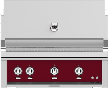 Hestan GMBR36NGBG 36 Inch Built-In Grill with with 653 sq. in. Grilling Area, 2 Trellis Tubular Burners, 1 Sear Burner, Rotisserie, - Burgundy