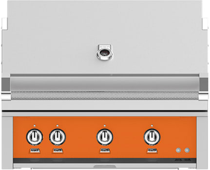 Hestan GSBR36NGOR 36 Inch Built-In Grill with Trellis Burner™, Halogen Stadium Lights™, Infrared Top Burner, DiamondCut Grates™, Rotisserie - Orange