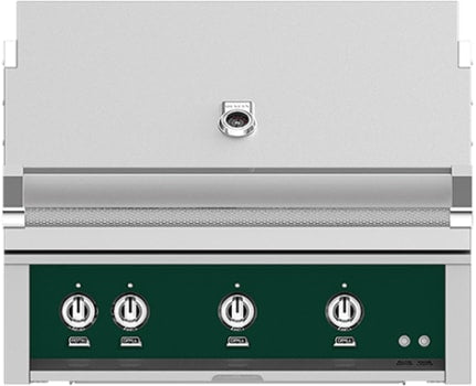 Hestan GMBR36NGGR 36 Inch Built-In Grill with with 653 sq. in. Grilling Area, 2 Trellis Tubular Burners, 1 Sear Burner, Rotisserie, - Green
