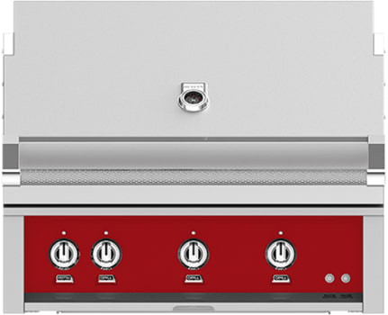 Hestan GMBR36NGRD 36 Inch Built-In Grill with with 653 sq. in. Grilling Area, 2 Trellis Tubular Burners, 1 Sear Burner, Rotisserie, - Red