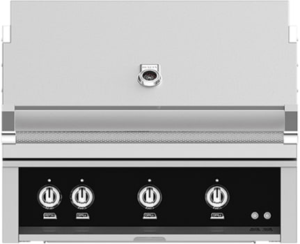 Hestan GSBR36NGBK 36 Inch Built-In Grill with Trellis Burner™, Halogen Stadium Lights™, Infrared Top Burner, DiamondCut Grates™, Rotisserie - Black