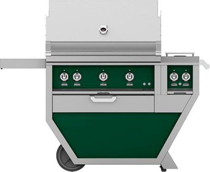 Hestan GABR36CX2LPGR 55 Inch Freestanding Grill with Double Side Burners - Green
