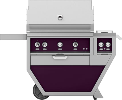 Hestan GMBR36CX2NGPP 55 Inch Freestanding Grill with 653 sq. in. Grilling Area, 2 Trellis Burners, 1 Sear Burner, Double Side Burners, Rotisserie - Purple