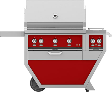 Hestan GABR36CX2NGRD 55 Inch Freestanding Grill with Double Side Burners - Red