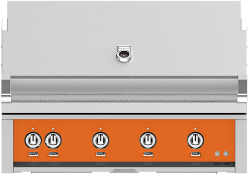 Hestan GSBR42NGOR 42 Inch Built-In Grill with Sear Burners, Halogen Stadium Lights™, Infrared Top Burner, DiamondCut Grates™, Rotisserie - Orange