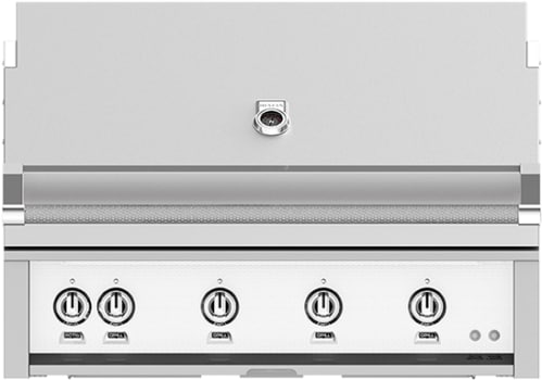 Hestan GSBR42NGWH 42 Inch Built-In Grill with Sear Burners, Halogen Stadium Lights™, Infrared Top Burner, DiamondCut Grates™, Rotisserie - White