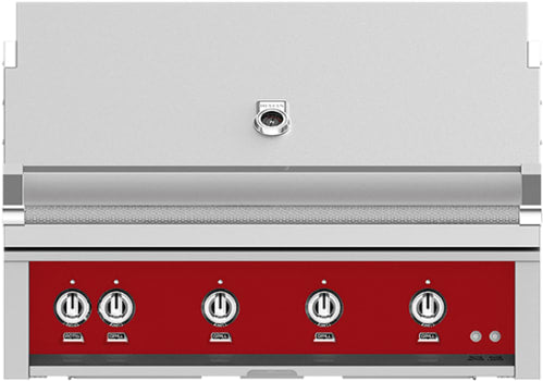Hestan GMBR42LPRD 42 Inch Built-In Grill with with Trellis Burner™, Halogen Stadium Lights™, Infrared Top Burner, DiamondCut Grates™, Rotisserie - Red