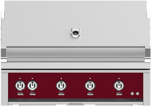 Hestan GMBR42LPBG 42 Inch Built-In Grill with with Trellis Burner™, Halogen Stadium Lights™, Infrared Top Burner, DiamondCut Grates™, Rotisserie - Burgundy