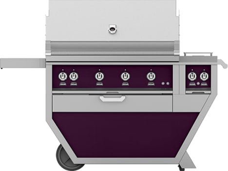 Hestan GSBR42CX2LPPP 61 Inch Freestanding Grill with 782 sq. in. Grilling Area, 4 Sear Burners, Rotisserie, Double Side Burners, 148,000 BTU, Horizon Spring Assisted Hood - Purple