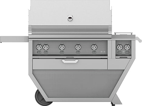 Hestan GMBR42CX2NG 61 Inch Freestanding Grill with Double Side Burner, 782 sq. in. Grilling Area, 3 Trellis Burners, 1 Sear Burner, Rotisserie