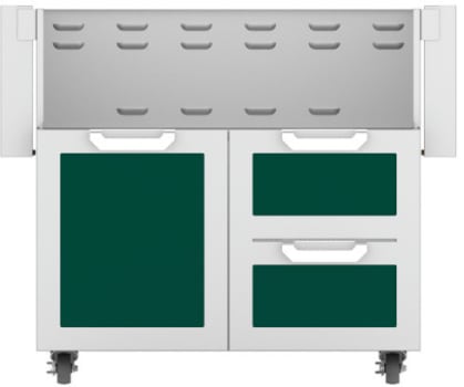 Hestan GCR36GR 36 Inch Double Drawer and Door Grill Cart - Green