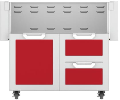 Hestan GCR36RD 36 Inch Double Drawer and Door Grill Cart - Red