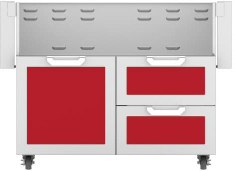 Hestan GCR42RD 42 Inch Double Drawer and Door Grill Cart - Red