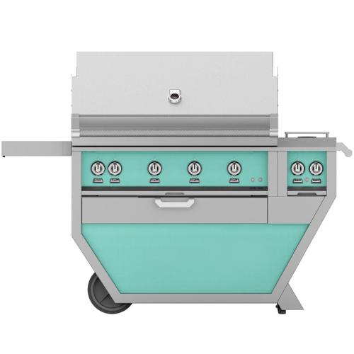 Hestan GABR42CX2NGTQ 61 Inch Freestanding Grill with 4 Trellis Burners, Rotisserie - Turqouise