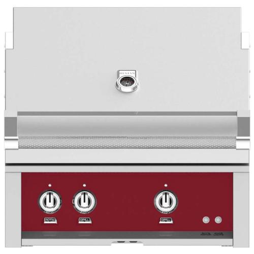 Hestan GABR30NGBG 30 Inch Built-In Grill with Temperature Gauge and Hot Surface Ignition - Burgundy