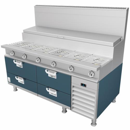 Hestan HRBS72GG 72 Inch Refrigerated Base, Self-Contained - Dark Gray