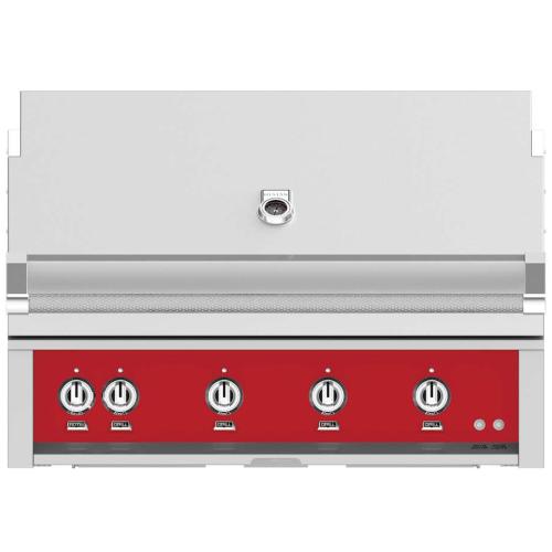 Hestan GSBR42NGRD 42 Inch Built-In Grill with Sear Burners, Halogen Stadium Lights, InfraRed Top Burner, DiamondCut Grates, Rotisserie - Red