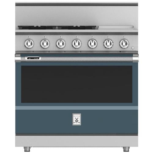 Hestan KRD364GDLPGG 36 Inch Duel Fuel 4 Burner Range with Griddle - LP - Dark Gray