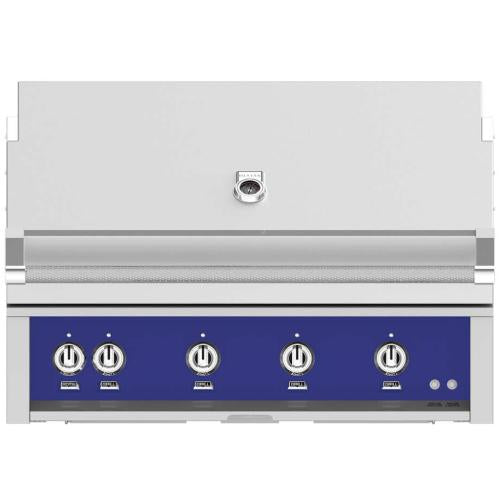 Hestan GSBR42NGBU 42 Inch Built-In Grill with Sear Burners, Halogen Stadium Lights, InfraRed Top Burner, DiamondCut Grates, Rotisserie - Blue
