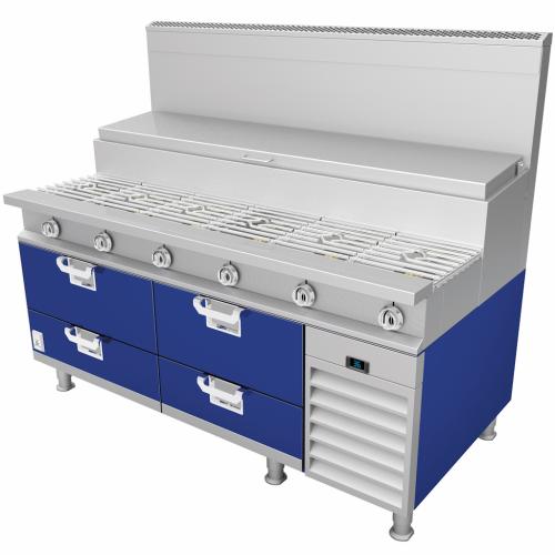 Hestan HRBRC72BU 72 Inch Refrigerated Base with Cold Rail, Remote - Blue