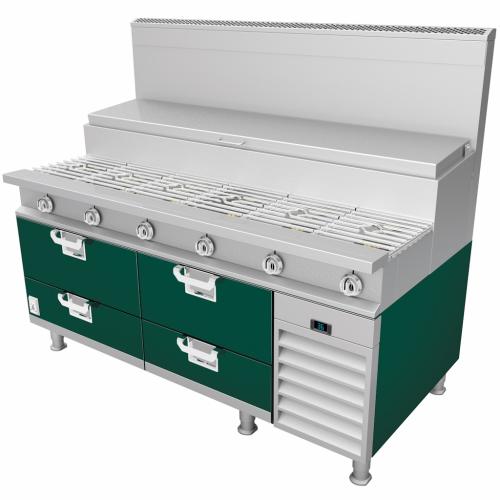 Hestan HRBRC72GR 72 Inch Refrigerated Base with Cold Rail, Remote - Green