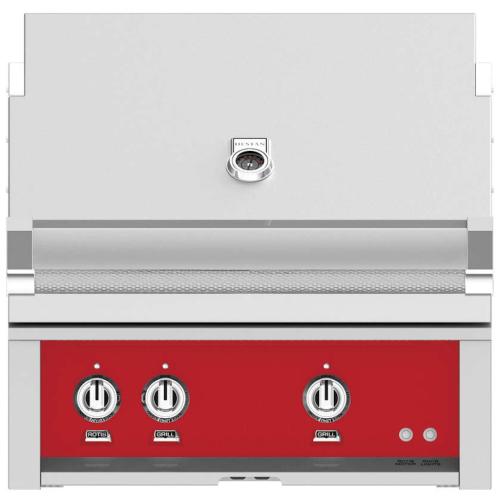 Hestan GMBR30NGRD 30 Inch Built-In Grill with with 525 sq. in. Grilling Area, 1 Trellis Tubular Burner - Red