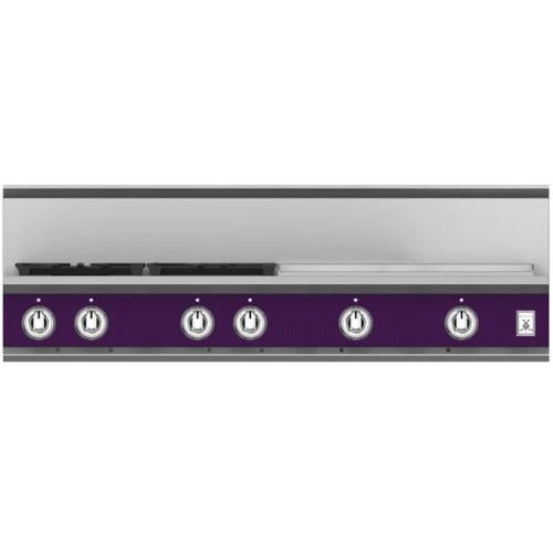 Hestan KRT484GDLPPP 48 Inch Gas Rangetop with 4 Brass Sealed Burners, 24 Inch InfraRed Griddle - Purple