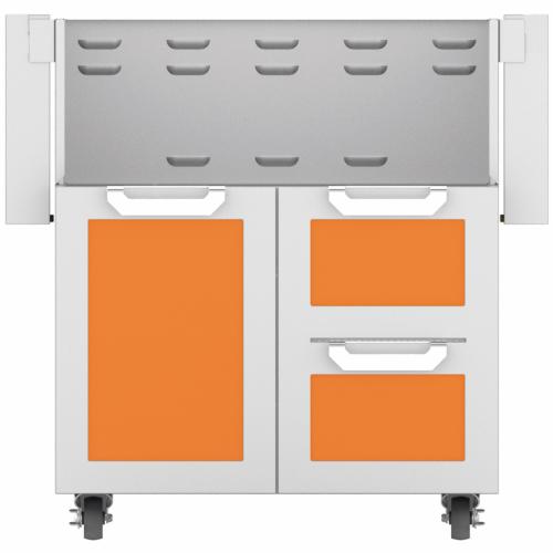 Hestan GCR30OR 30 Inch Double Drawer and Door Grill Cart - Orange