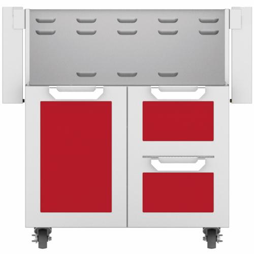 Hestan GCR30RD 30 Inch Double Drawer and Door Grill Cart - Red