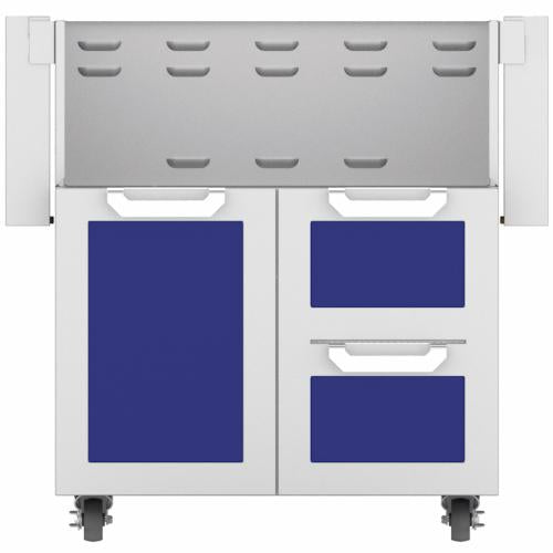 Hestan GCR30BU 30 Inch Double Drawer and Door Grill Cart - Blue