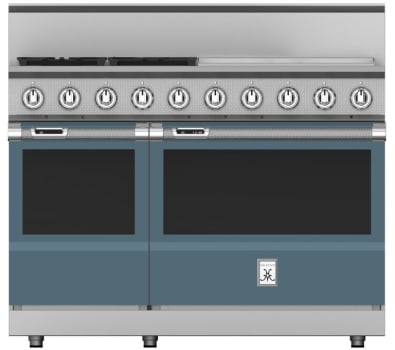 Hestan KRD484GDLPGG 48 inch Duel Fuel 4 Burner Range with 24 Inch Griddle -LP - Dark Gray