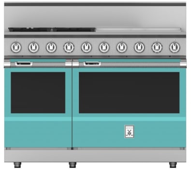 Hestan KRD484GDLPTQ 48 inch Duel Fuel 4 Burner Range with 24 Inch Griddle -LP - Turquoise