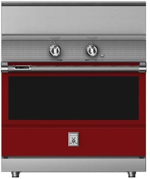 Hestan KRI36BKRD 36 Inch Freestanding Induction Range with 5 Cooking Elements, 5.8 cu. ft. Oven Capacity- Black - Red