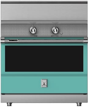 Hestan KRI36BKTQ 36 Inch Freestanding Induction Range with 5 Cooking Elements, 5.8 cu. ft. Oven Capacity- Black - Turquoise