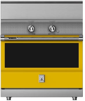 Hestan KRI36BKYW 36 Inch Freestanding Induction Range with 5 Cooking Elements, 5.8 cu. ft. Oven Capacity- Black - Yellow
