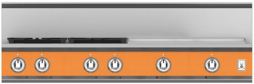 Hestan KRT484GDLPOR 48 Inch Gas Rangetop with 4 Brass Sealed Burners, 24 Inch Infrared Griddle - Orange