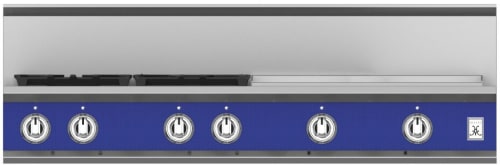 Hestan KRT484GDLPBU 48 Inch Gas Rangetop with 4 Brass Sealed Burners, 24 Inch Infrared Griddle - Blue