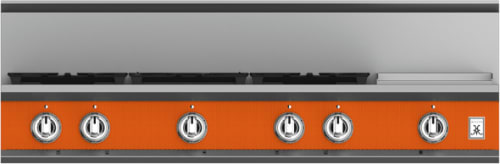 Hestan KRT485GDLPOR 48 Inch Gas Rangetop with 5 Brass Sealed Burners, 12 Inch Infrared Griddle- Orange