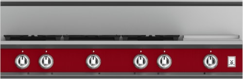 Hestan KRT485GDLPRD 48 Inch Gas Rangetop with 5 Brass Sealed Burners, 12 Inch Infrared Griddle- Red