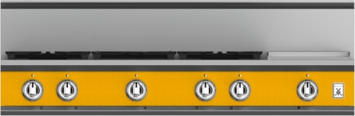 Hestan KRT485GDLPYW 48 Inch Gas Rangetop with 5 Brass Sealed Burners, 12 Inch Infrared Griddle- Yellow